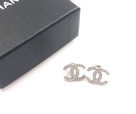 chanel moscova earrings|Chanel Classic Silver CC Crystal Moscova Piercing Earrings.